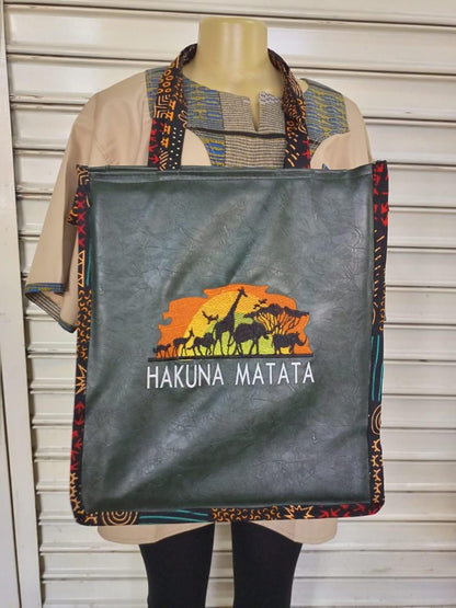 African Leather Tote bag, handcrafted laptop bag,Black woman modern African tote bag, Stylish tote bag, Brown girl bag, travel bag.