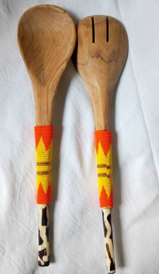 ON SALE: Wooden Server,wooden utensils, wooden spoon,wood spoon and fork ,gift idea,salad server,olive wood server.