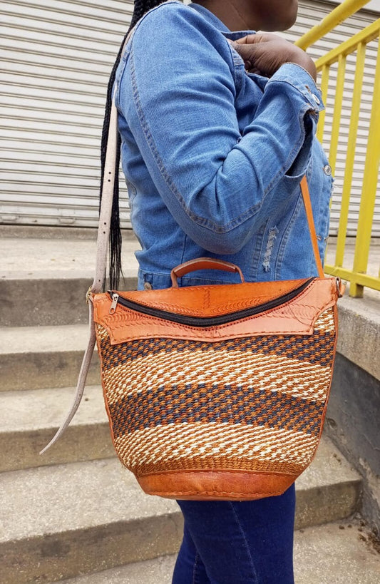 Handmade Woven Sisal Sling Bag - Boho Eco-Friendly Crossbody Bag | Sustainable Natural Fiber Purse | African Artisan Handcrafted Bag