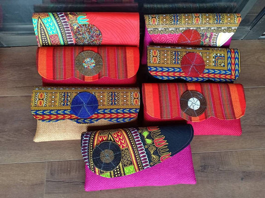 ON SALE: Wholesale African beaded clutch bags, a set of clutch bags, 7 clutch bags.