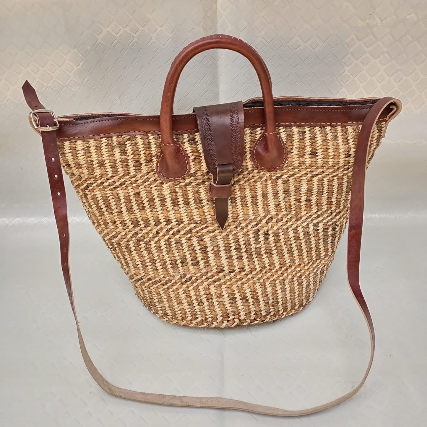 Handmade Woven Sisal Sling Bag - Boho Eco-Friendly Crossbody Bag | Sustainable Natural Fiber Purse | African Artisan Handcrafted Bag