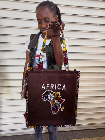 African Leather Tote bag, handcrafted laptop bag,Black woman modern African tote bag, Stylish tote bag, Brown girl bag, travel bag.