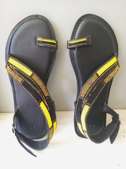 CUSTOMIZED African beaded sandals, summer sandals, Christmas gift for her,mom gift,beach sandals, leather sandals,
