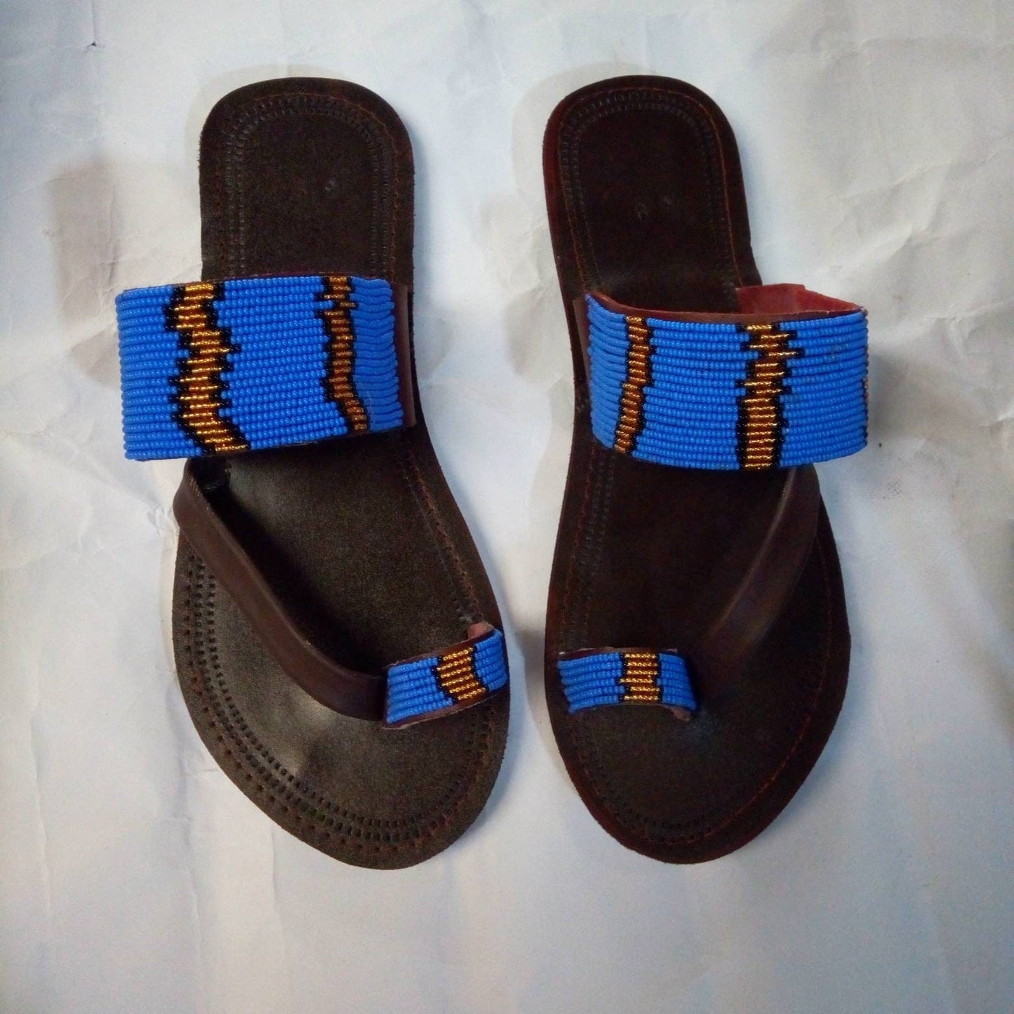 Handmade African Beaded Sandals/Authentic Maasai-Style Leather Flip-Flops Women/Boho Beach Sandals/Comfortable Summer Sandal African Gifts