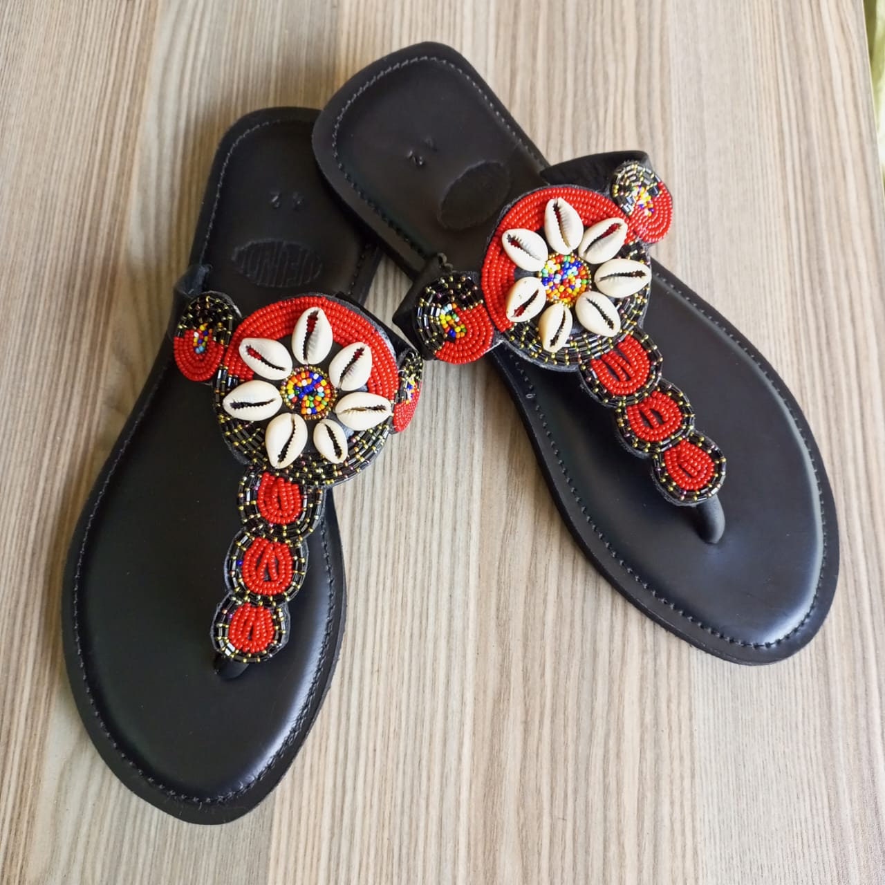 Handmade African Beaded Sandals/Authentic Maasai-Style Leather Flip-Flops Women/Boho Beach Sandals/Comfortable Summer Sandal African Gifts