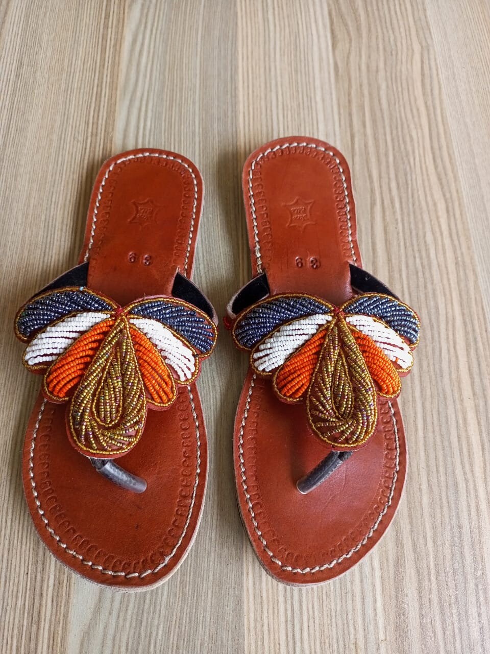 Handmade African Beaded Sandals/Authentic Maasai-Style Leather Flip-Flops Women/Boho Beach Sandals/Comfortable Summer Sandal African Gifts