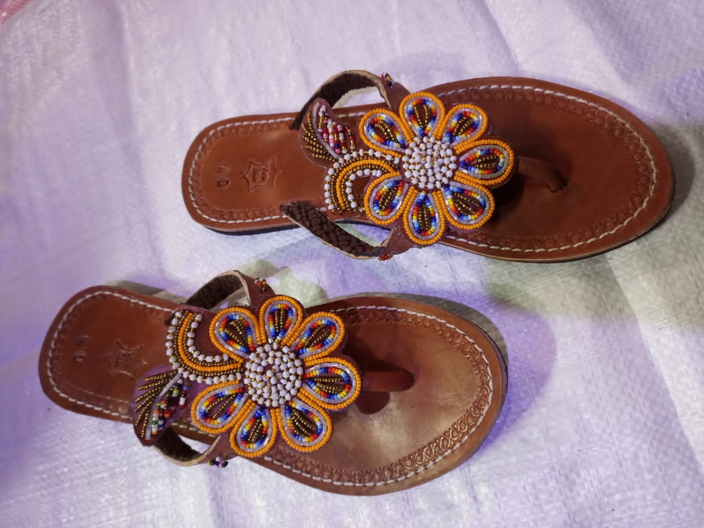 African Handmade Beaded Sandals