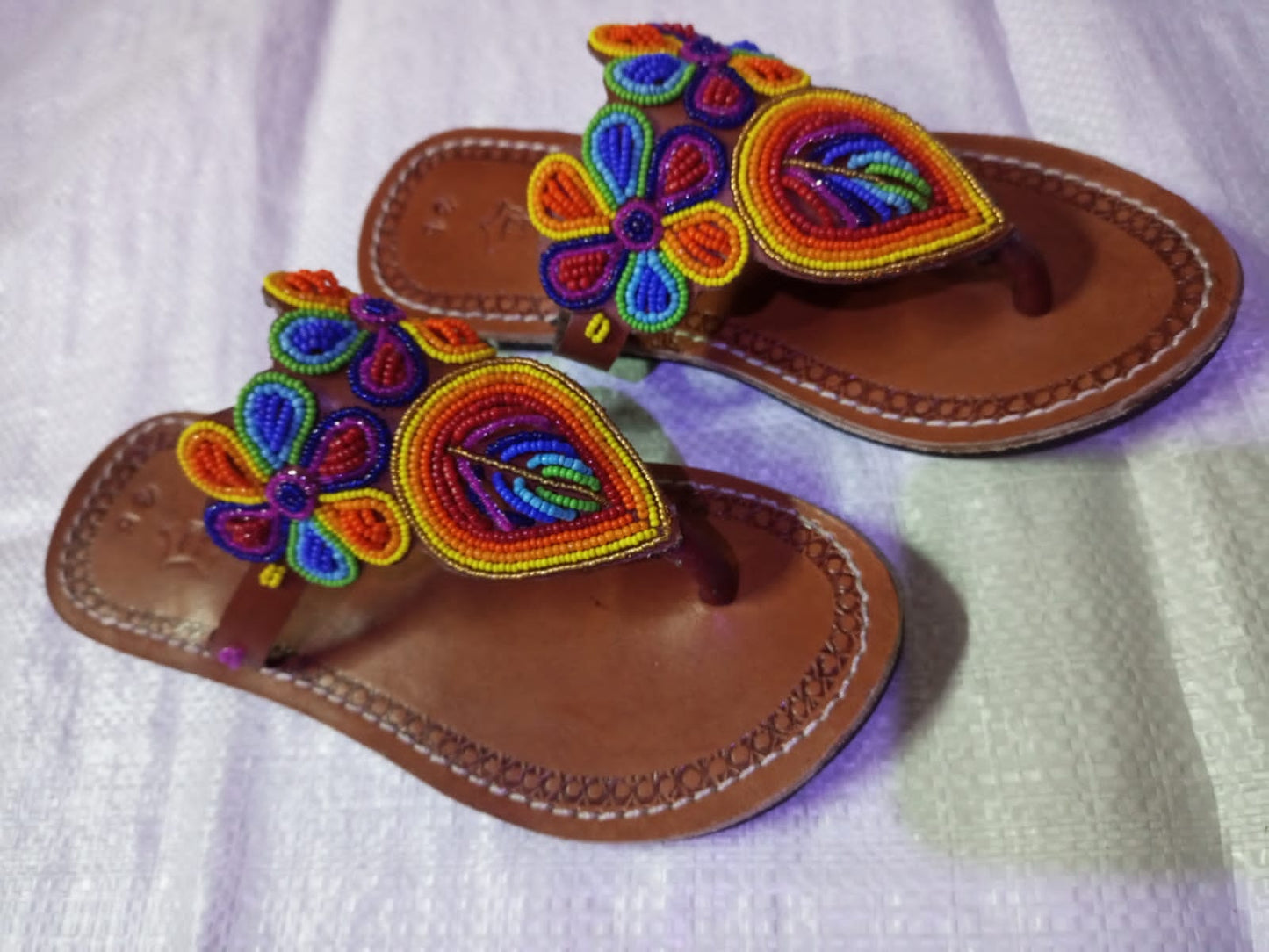 African Handmade Beaded Sandals