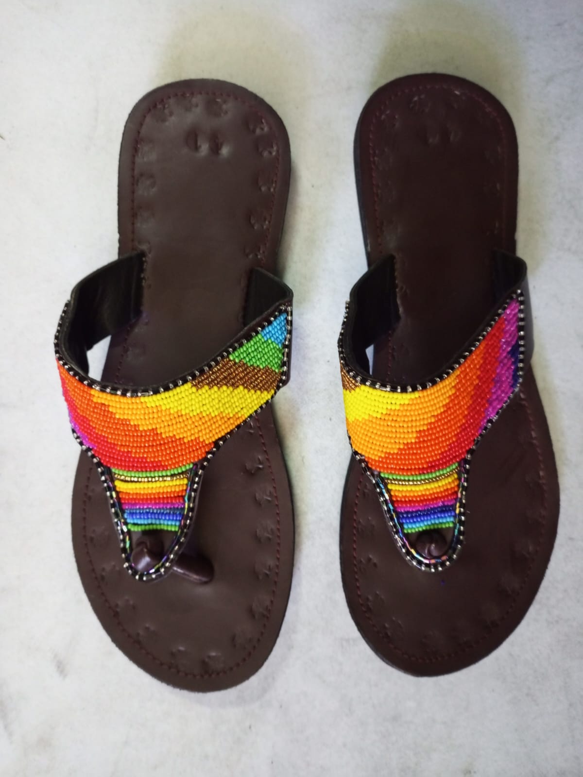 African Handmade Beaded Sandals