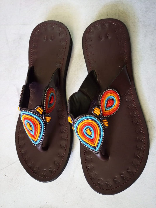 African Handmade Beaded Sandals