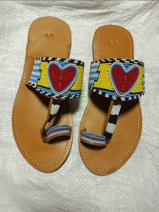 African Handmade Beaded Sandals