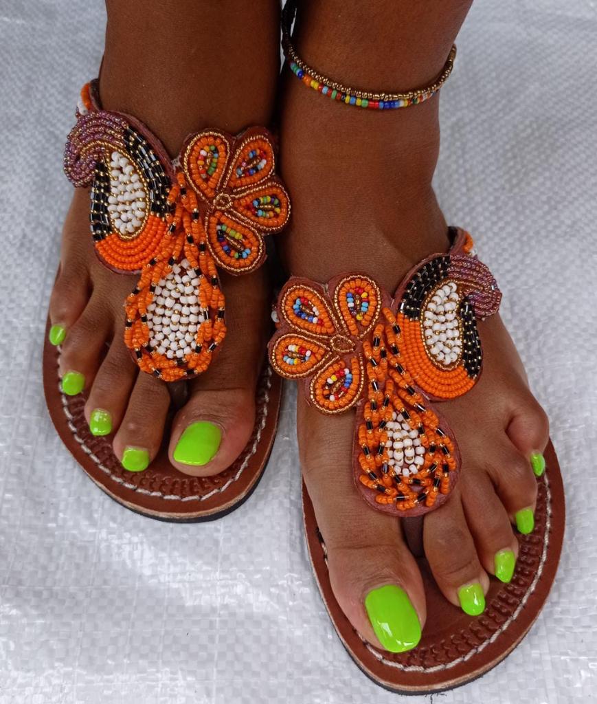 African Handmade Beaded Sandals