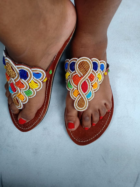 African Handmade Beaded Sandals