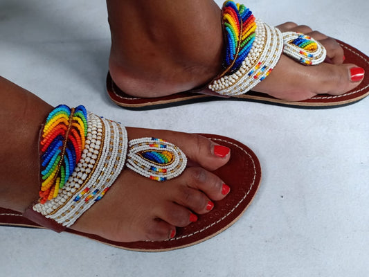 African Handmade Beaded Sandals