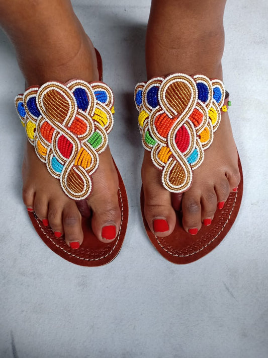 African Handmade Beaded Sandals