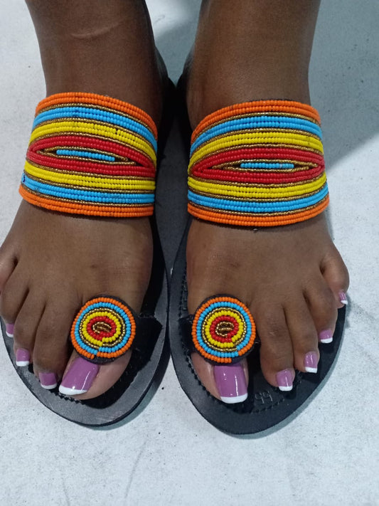 African Handmade Beaded Sandals