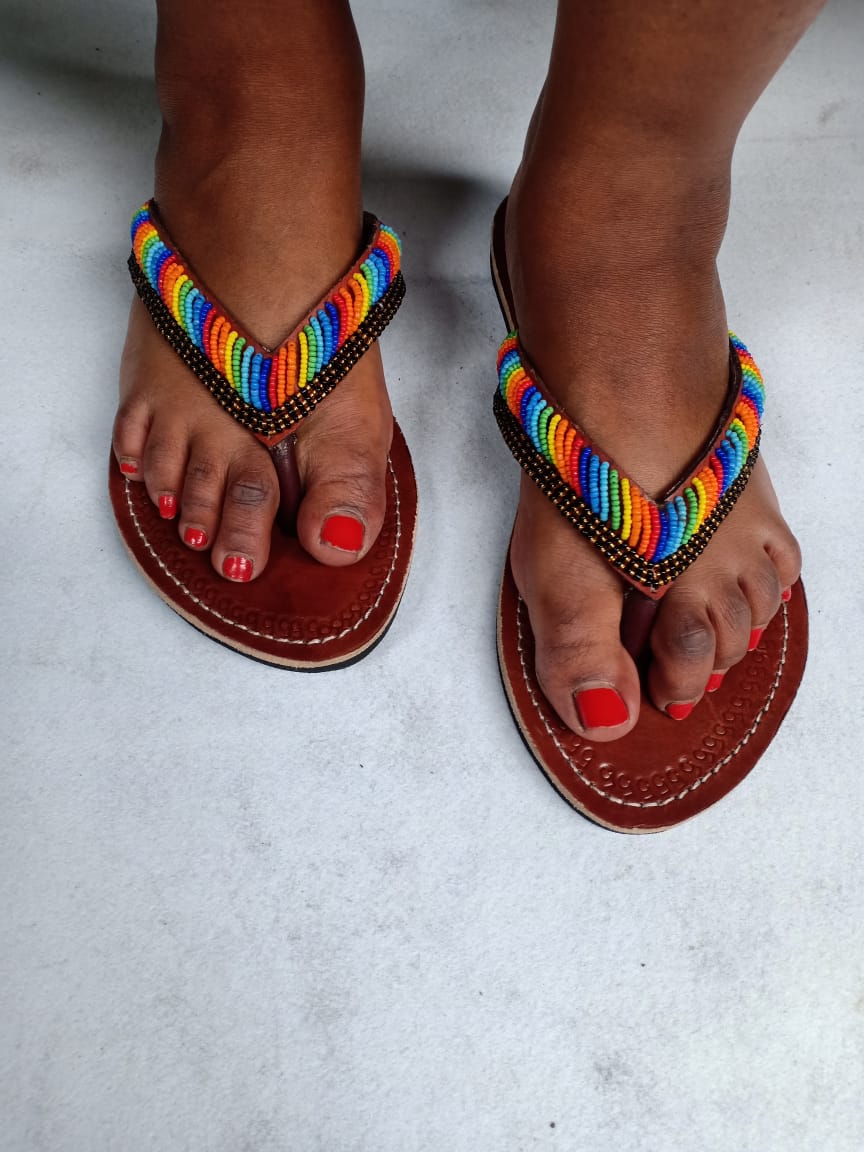 African Handmade Beaded Sandals