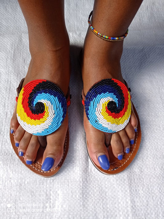 African Handmade Beaded Sandals