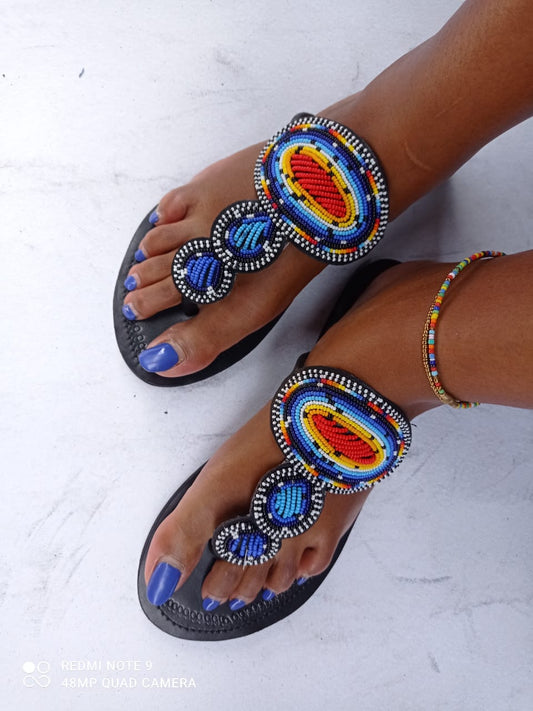 African Handmade Beaded Sandals