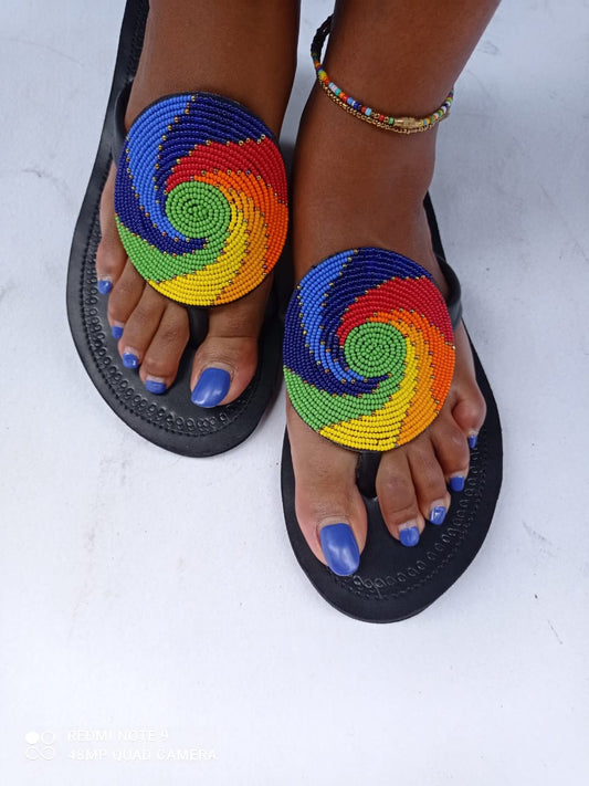 African Handmade Beaded Sandals