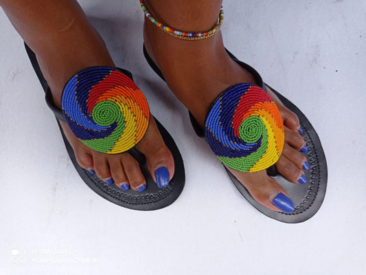 African Handmade Beaded Sandals