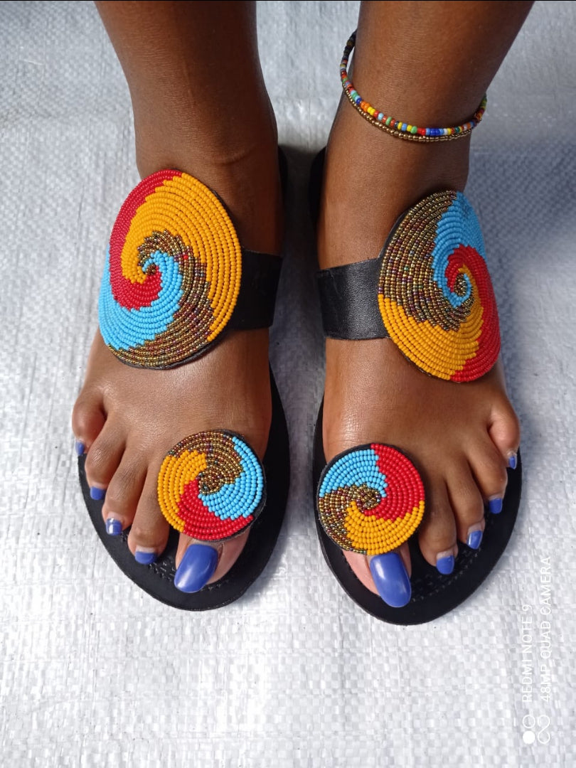 African Handmade Beaded Sandals