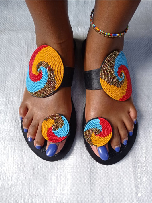 African Handmade Beaded Sandals