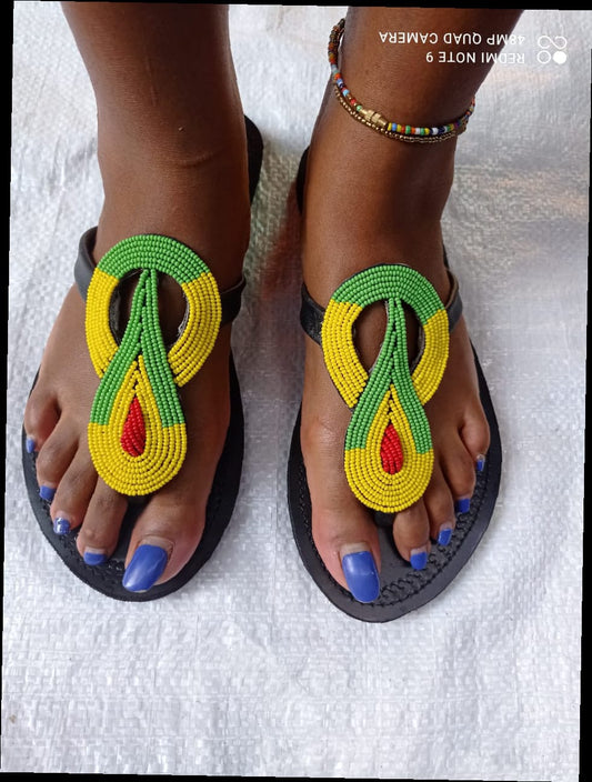 African Handmade Beaded Sandals