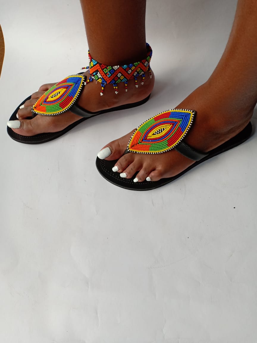 African Handmade Beaded Sandals