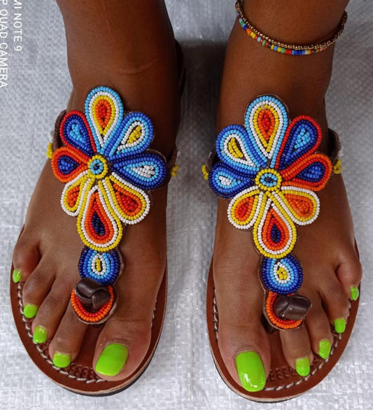 African Handmade Beaded Sandals