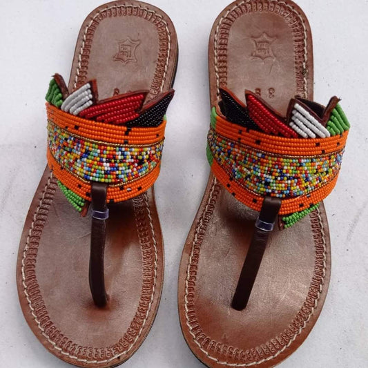 African Handmade Beaded Sandals