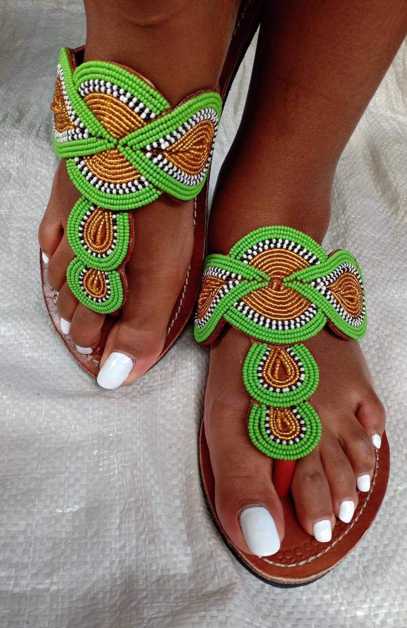 African Handmade Beaded Sandals