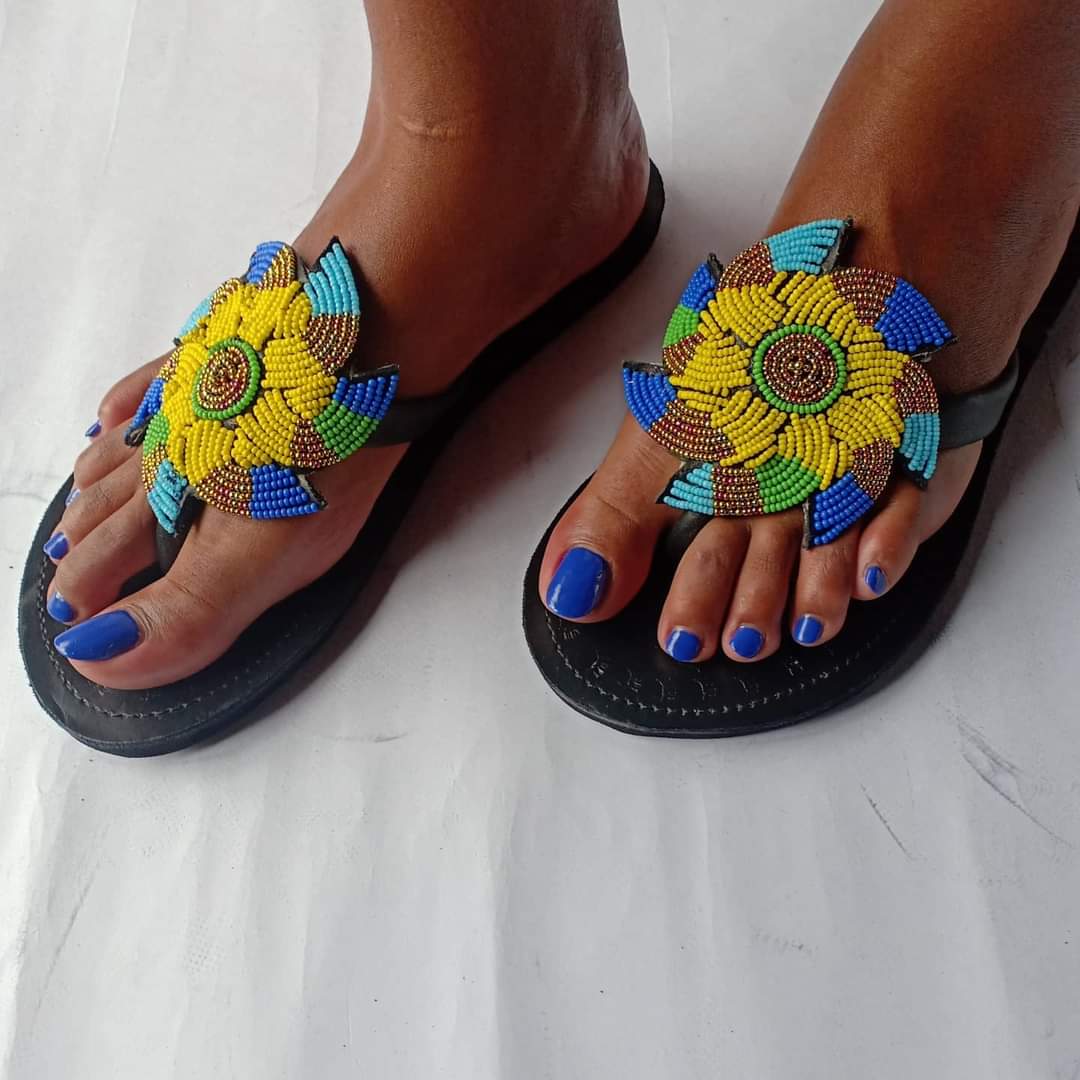 African Handmade Beaded Sandals