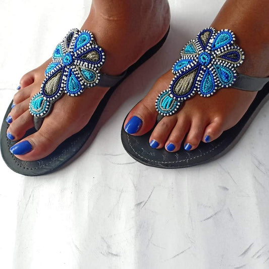 African Handmade Beaded Sandals