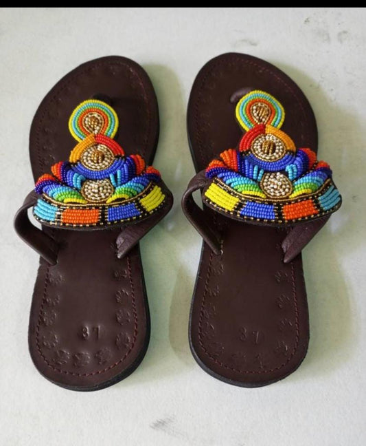 African Handmade Beaded Sandals