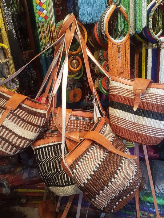 Handmade Woven Sisal Sling Bag - Boho Eco-Friendly Crossbody Bag | Sustainable Natural Fiber Purse | African Artisan Handcrafted Bag