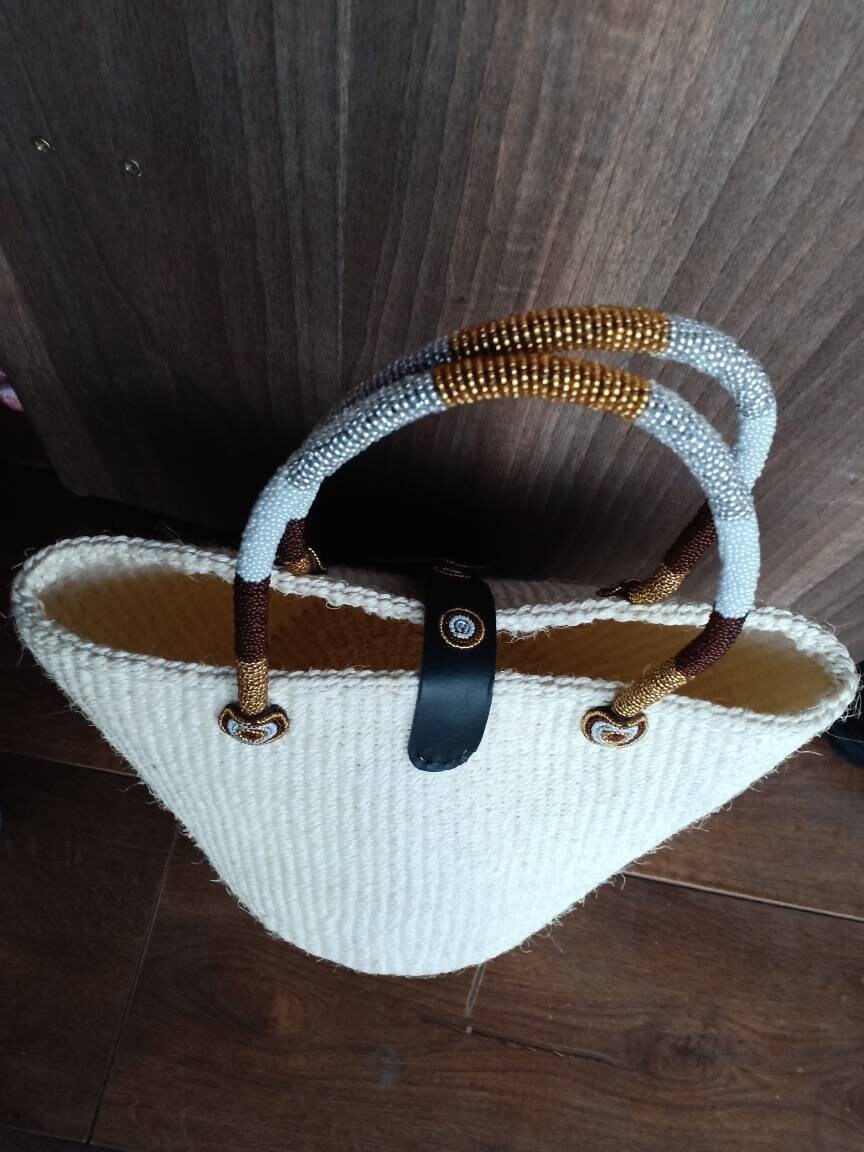Handmade Woven Sisal Sling Bag - Boho Eco-Friendly Crossbody Bag | Sustainable Natural Fiber Purse | African Artisan Handcrafted Bag