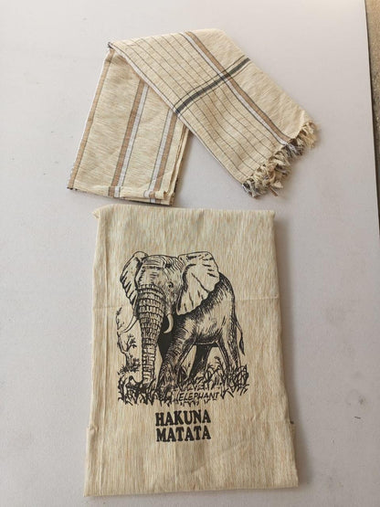 Hakuna Matata Authentic Kenyan Kikoy, Handwoven Wraps - Scarves & Beachwear, African Sarong, Beach Cover Up