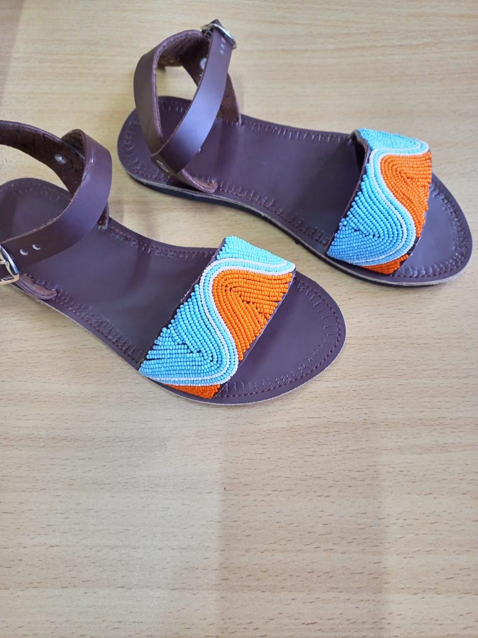 Handmade African Beaded Sandals/Authentic Maasai-Style Leather Flip-Flops Women/Boho Beach Sandals/Comfortable Summer Sandal African Gifts