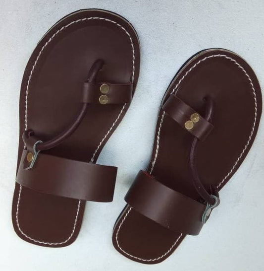 Handmade African Men's Sandals/Genuine Leather Beaded Flip-Flops/Comfortable Summer Sandals for Men/African Shoes/Unique Gift for Him