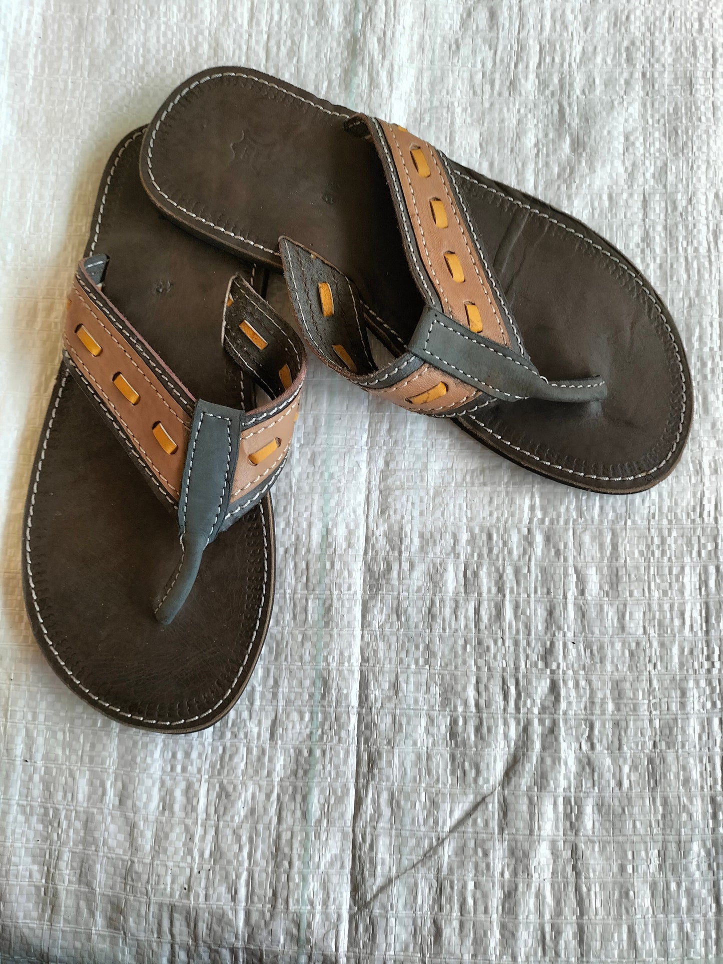 Handmade African Men's Sandals/Genuine Leather Beaded Flip-Flops/Comfortable Summer Sandals for Men/African Shoes/Unique Gift for Him