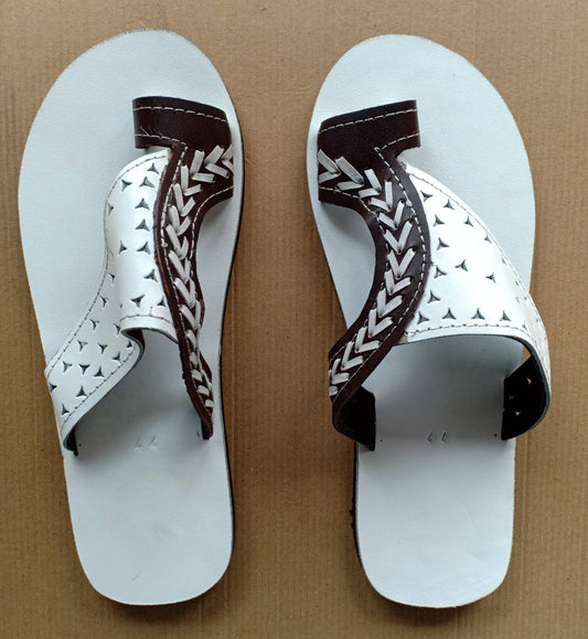 Handmade African Men's Sandals/Genuine Leather Beaded Flip-Flops/Comfortable Summer Sandals for Men/African Shoes/Unique Gift for Him