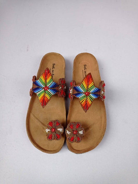 Handmade African Beaded Sandals/Authentic Maasai-Style Leather Flip-Flops Women/Boho Beach Sandals/Comfortable Summer Sandal African Gifts