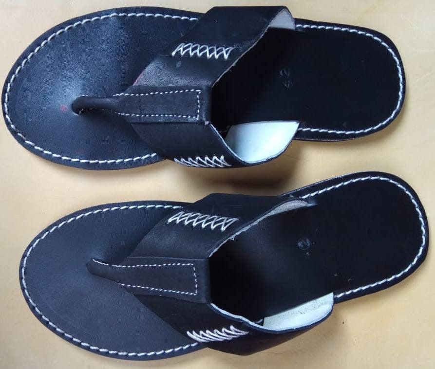 Handmade African Men's Sandals/Genuine Leather Beaded Flip-Flops/Comfortable Summer Sandals for Men/African Shoes/Unique Gift for Him