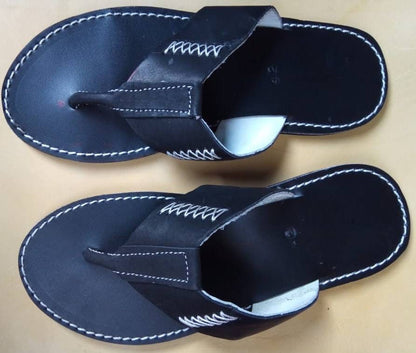 Handmade African Men's Sandals/Genuine Leather Beaded Flip-Flops/Comfortable Summer Sandals for Men/African Shoes/Unique Gift for Him