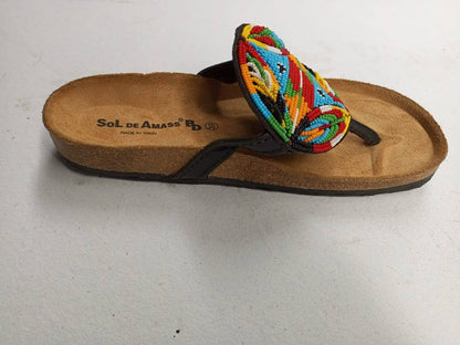 Handmade African Beaded Sandals/Authentic Maasai-Style Leather Flip-Flops Women/Boho Beach Sandals/Comfortable Summer Sandal African Gifts