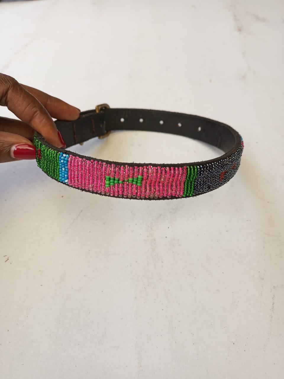 African Beaded Collar, Handmade Dog Collar , Maasai collar, Leather collar, Pet Gift, Christmas gift, Pet collar, Dog leash, Pet lead