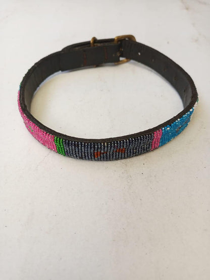 African Beaded Collar, Handmade Dog Collar , Maasai collar, Leather collar, Pet Gift, Christmas gift, Pet collar, Dog leash, Pet lead