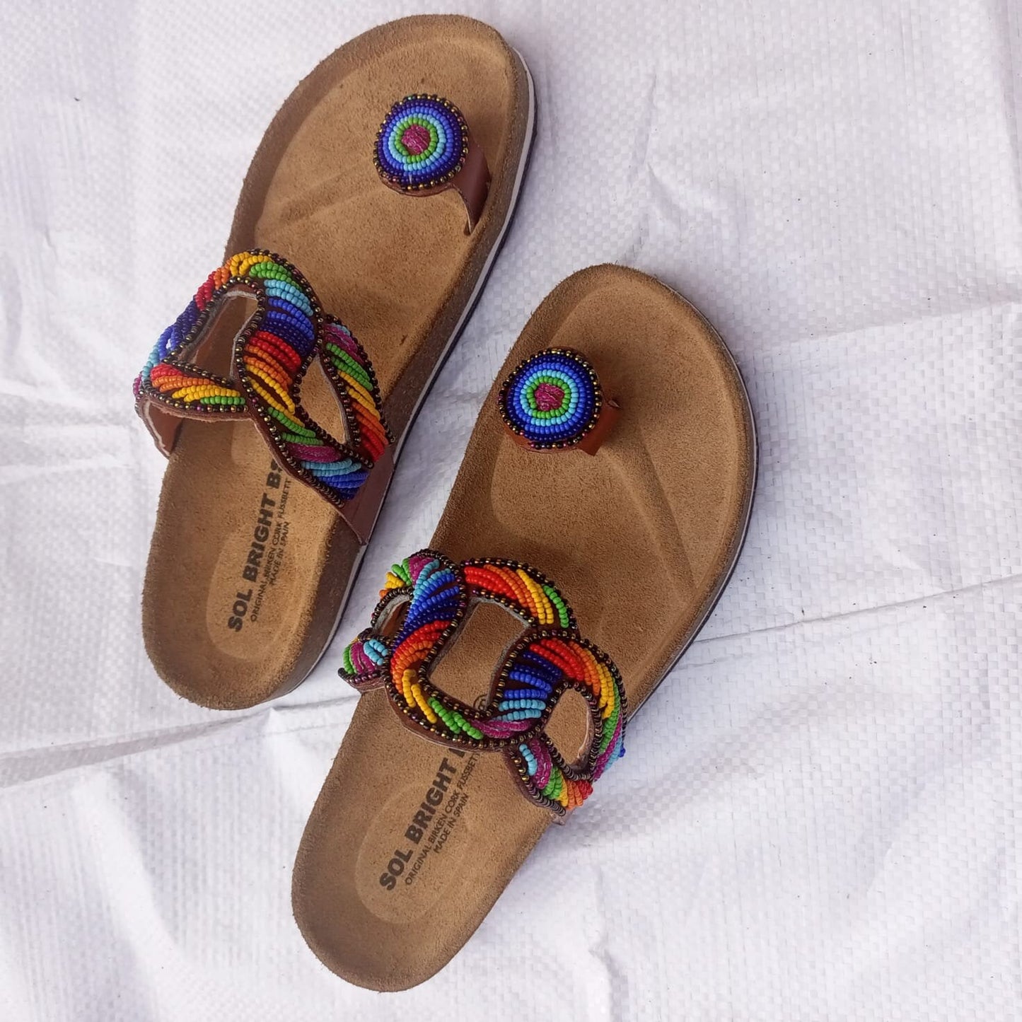 Handmade African Beaded Sandals/Authentic Maasai-Style Leather Flip-Flops Women/Boho Beach Sandals/Comfortable Summer Sandal African Gifts
