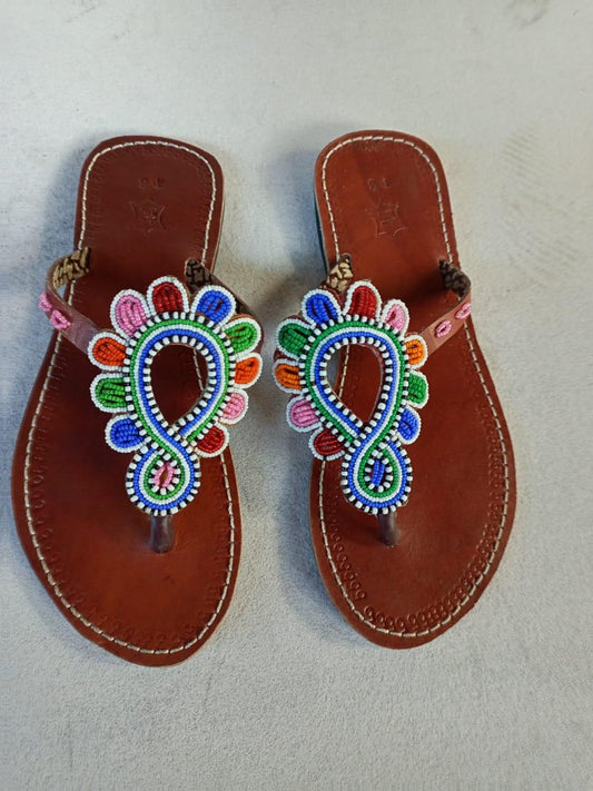 CUSTOMIZED African beaded sandals, summer sandals, Christmas gift for her,mom gift,beach sandals, leather sandals,